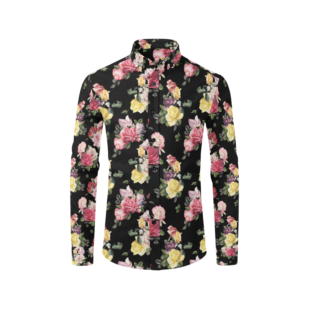 Rose Pattern Print Design RO010 Men's Long Sleeve Shirt