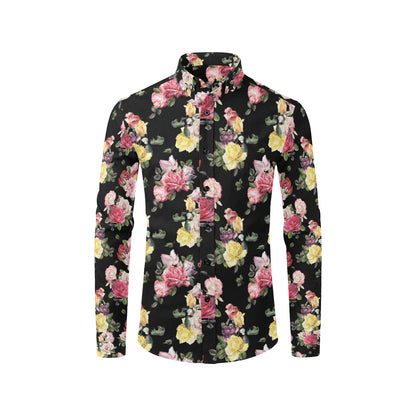 Rose Pattern Print Design RO010 Men's Long Sleeve Shirt