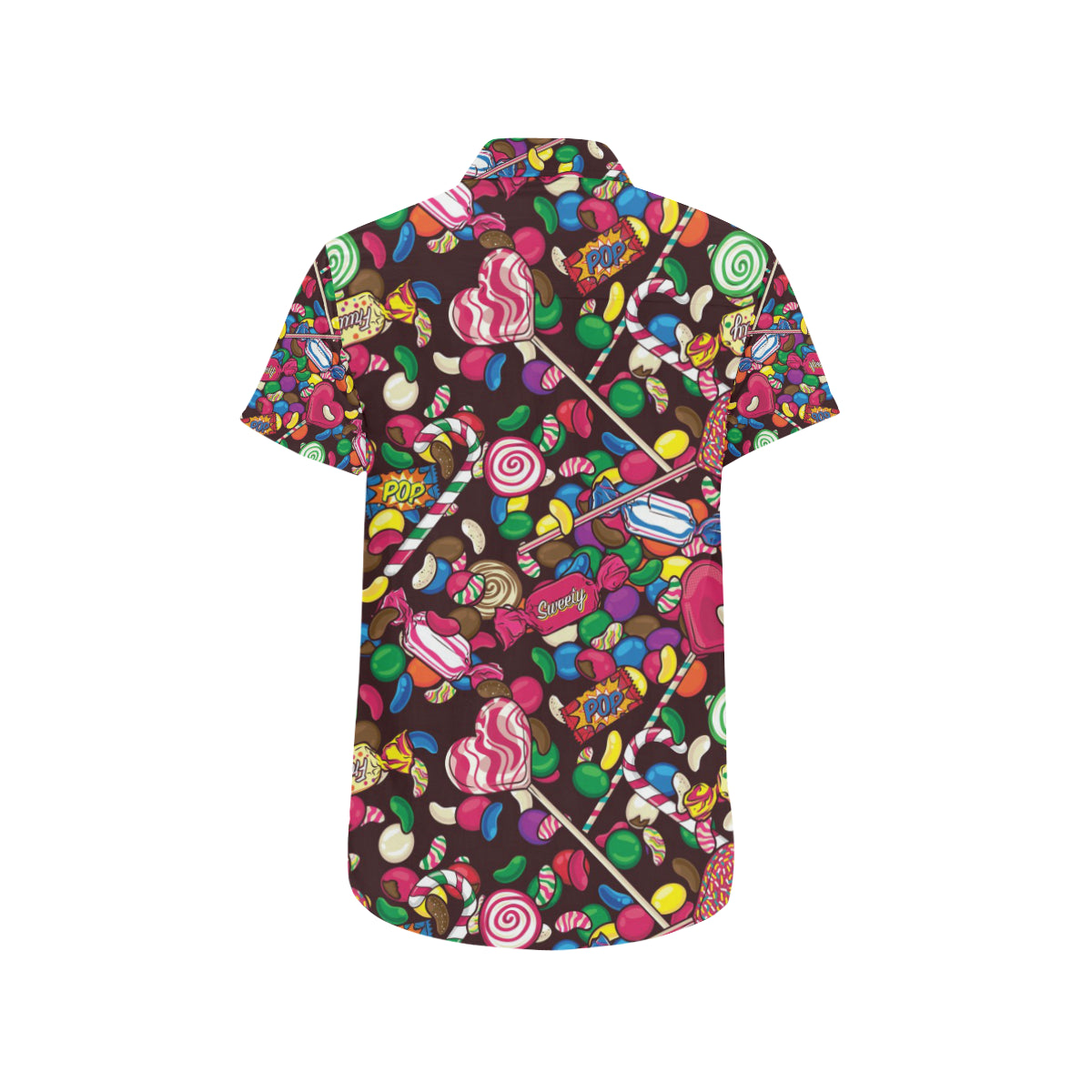 Candy Pattern Print Design CA02 Men's Short Sleeve Button Up Shirt