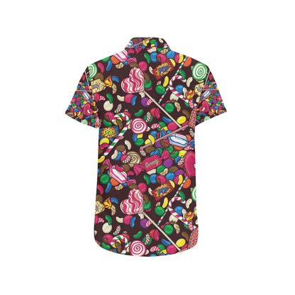 Candy Pattern Print Design CA02 Men's Short Sleeve Button Up Shirt