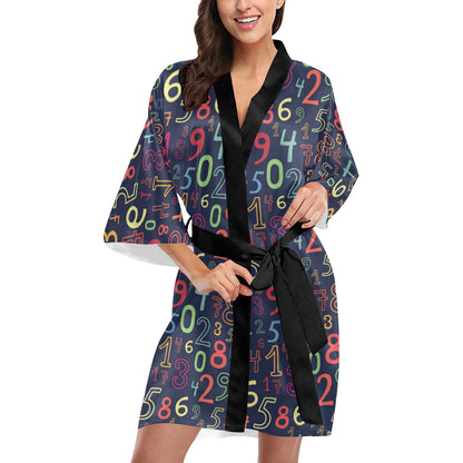 Number Pattern Print Design A01 Women's Short Kimono