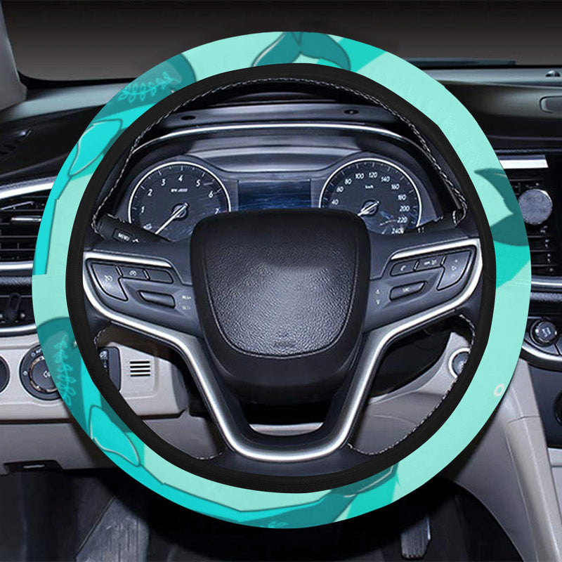 Dolphin Wave Print Steering Wheel Cover with Elastic Edge