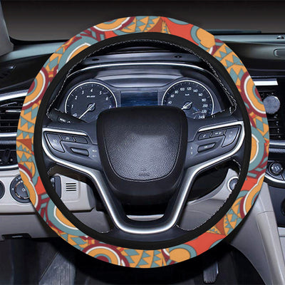 African Pattern Print Design 06 Steering Wheel Cover with Elastic Edge