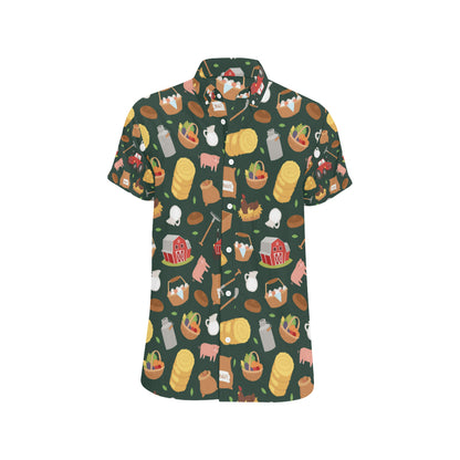 Agricultural Farm Print Design 02 Men's Short Sleeve Button Up Shirt