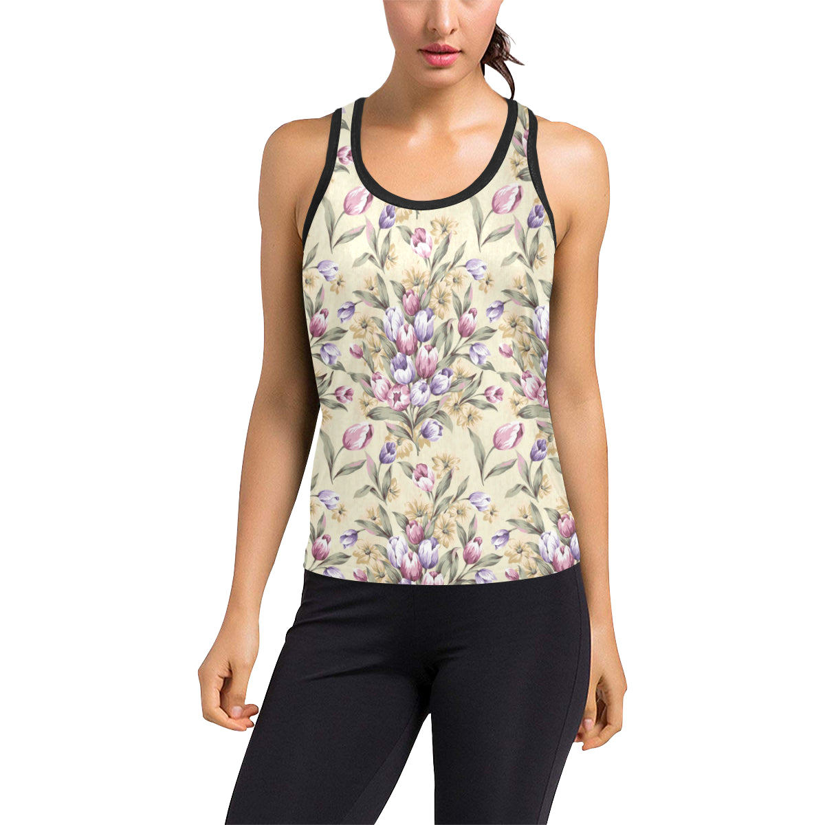 Tulip Pattern Print Design TP04 Women's Racerback Tank Top