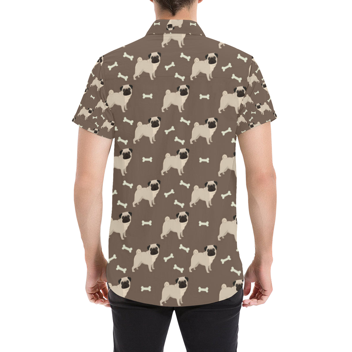 Pug Pattern Print Design A02 Men's Short Sleeve Button Up Shirt