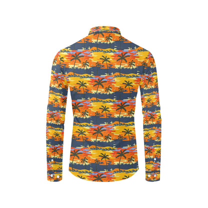 Palm Tree Pattern Print Design PT010 Men's Long Sleeve Shirt