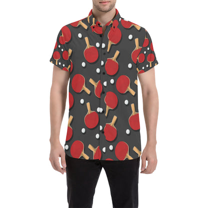 Ping Pong Pattern Print Design A05 Men's Short Sleeve Button Up Shirt