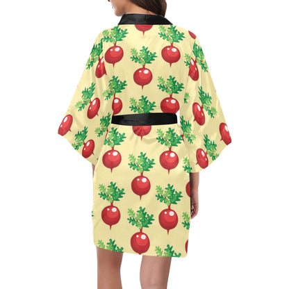 Radish Pattern Print Design A02 Women's Short Kimono