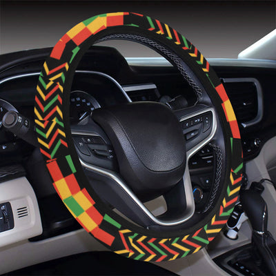 Kente Pattern Print Design 01 Steering Wheel Cover with Elastic Edge