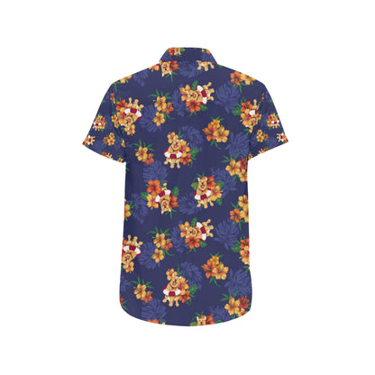 Hawaiian Themed Pattern Print Design H02 Men's Short Sleeve Button Up Shirt
