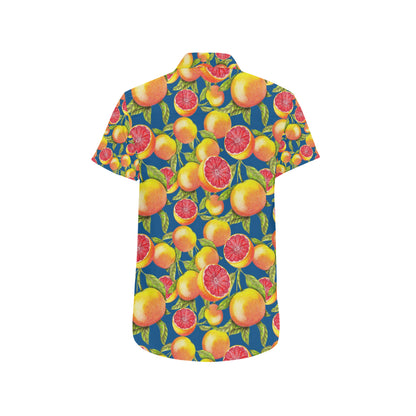 Grapefruit Pattern Print Design GF04 Men's Short Sleeve Button Up Shirt