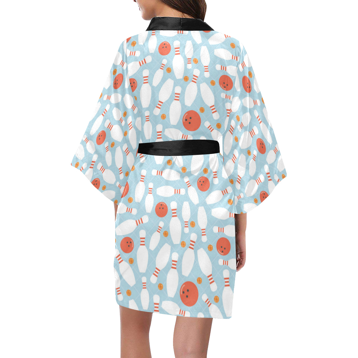 Bowling Pattern Print Design 09 Women's Short Kimono