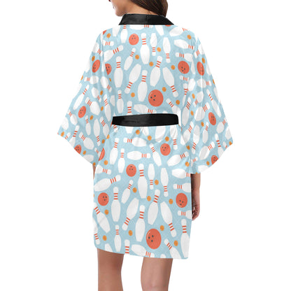 Bowling Pattern Print Design 09 Women's Short Kimono