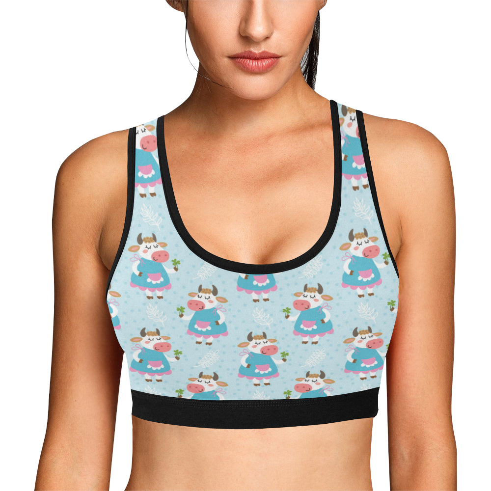 Cattle Happy Pattern Print Design 03 Sports Bra