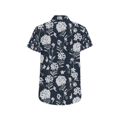 Hydrangea Pattern Print Design HD07 Men's Short Sleeve Button Up Shirt