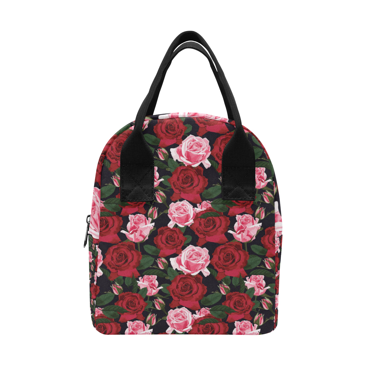 Rose Red Pink Pattern Print Design RO01 Insulated Lunch Bag