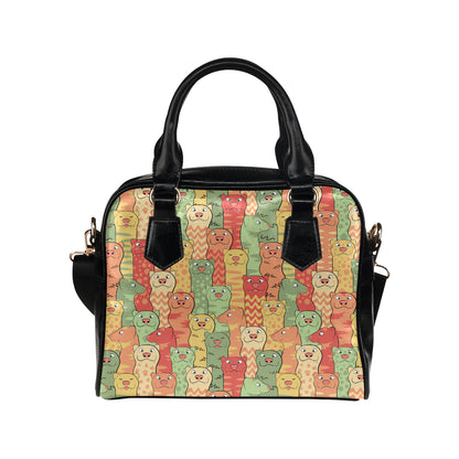 Ferret Pattern Print Design 01 Shoulder Handbag