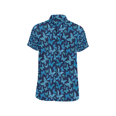 Butterfly Pattern Print Design 03 Men's Short Sleeve Button Up Shirt