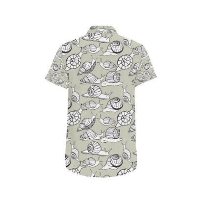 Snail Pattern Print Design 03 Men's Short Sleeve Button Up Shirt