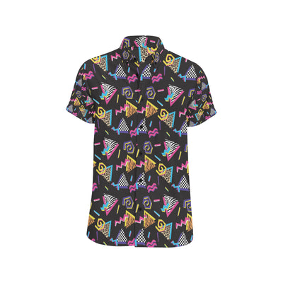 80s Pattern Print Design 3 Men's Short Sleeve Button Up Shirt