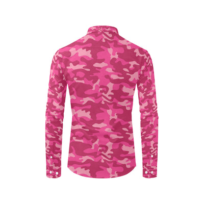 Camo Pink Pattern Print Design 01 Men's Long Sleeve Shirt