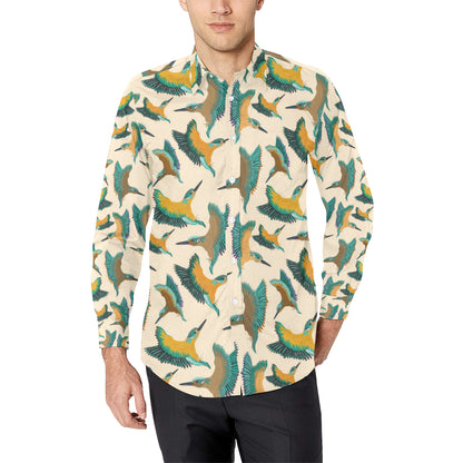 Kingfisher Pattern Print Design 02 Men's Long Sleeve Shirt
