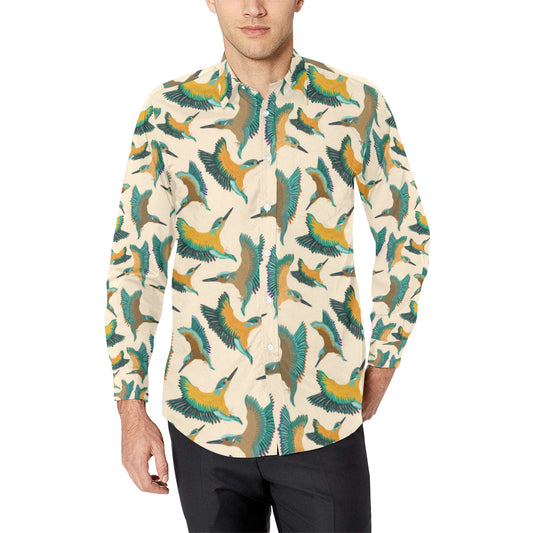 Kingfisher Pattern Print Design 02 Men's Long Sleeve Shirt
