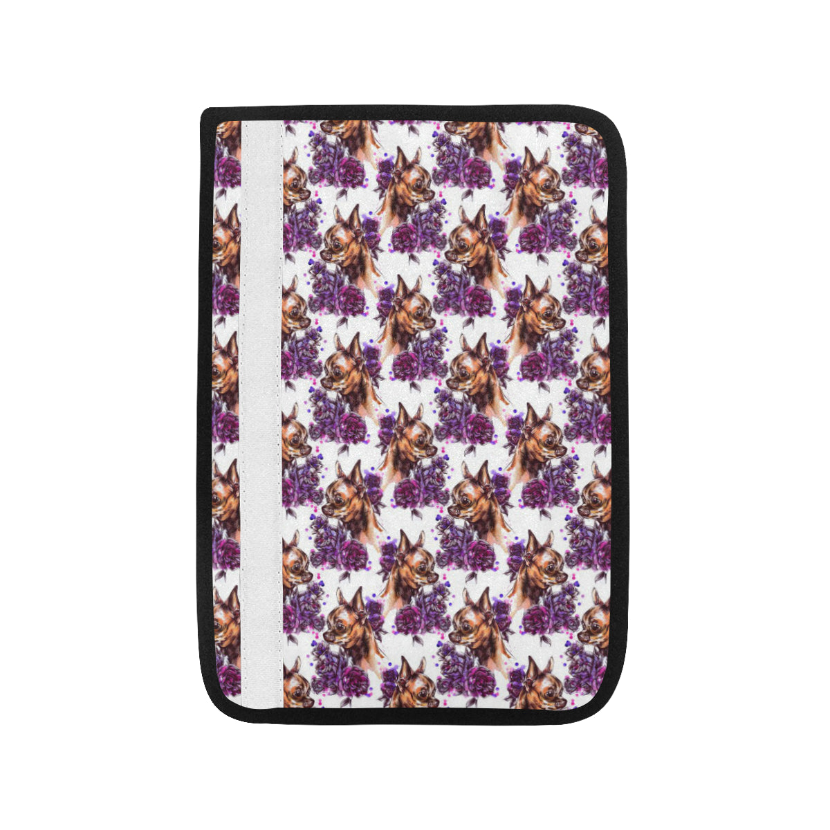 Chihuahua Purple Floral Car Seat Belt Cover