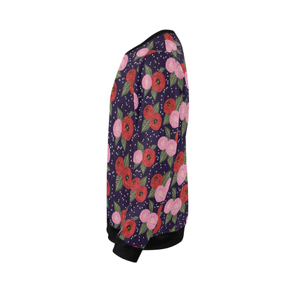 Camellia Pattern Print Design CM02 Men Long Sleeve Sweatshirt