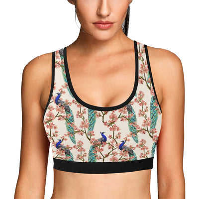 Cherry Blossom Peacock Sports Bra