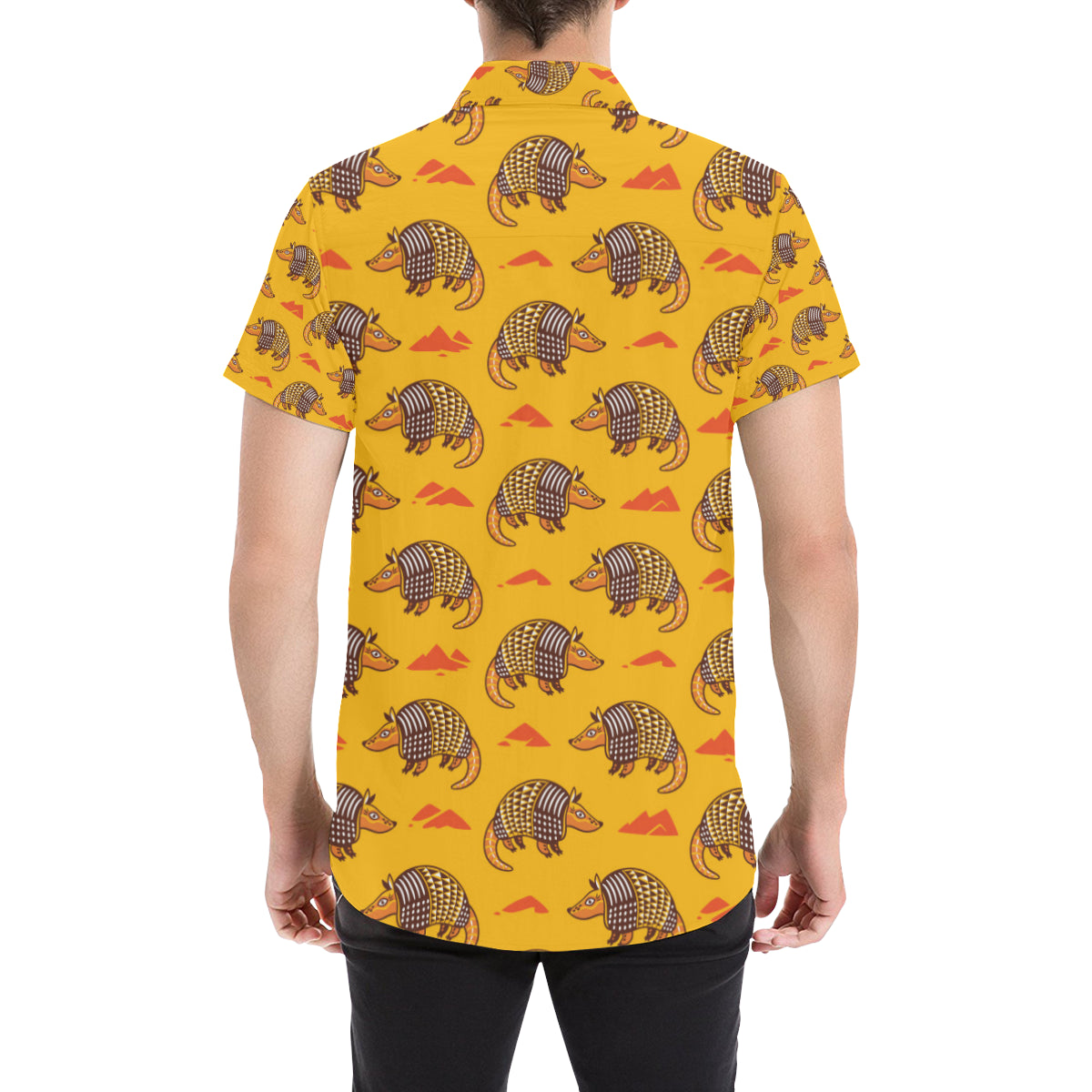 Armadillo Pattern Print Design 03 Men's Short Sleeve Button Up Shirt