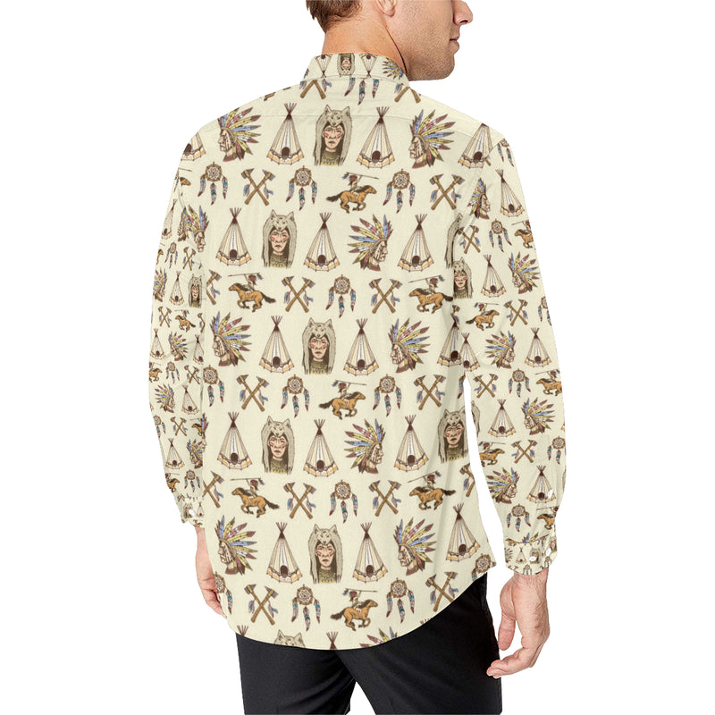 Native Indian Pattern Design Print Men's Long Sleeve Shirt