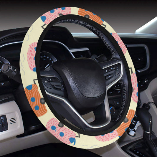 Camper Pattern Print Design 06 Steering Wheel Cover with Elastic Edge
