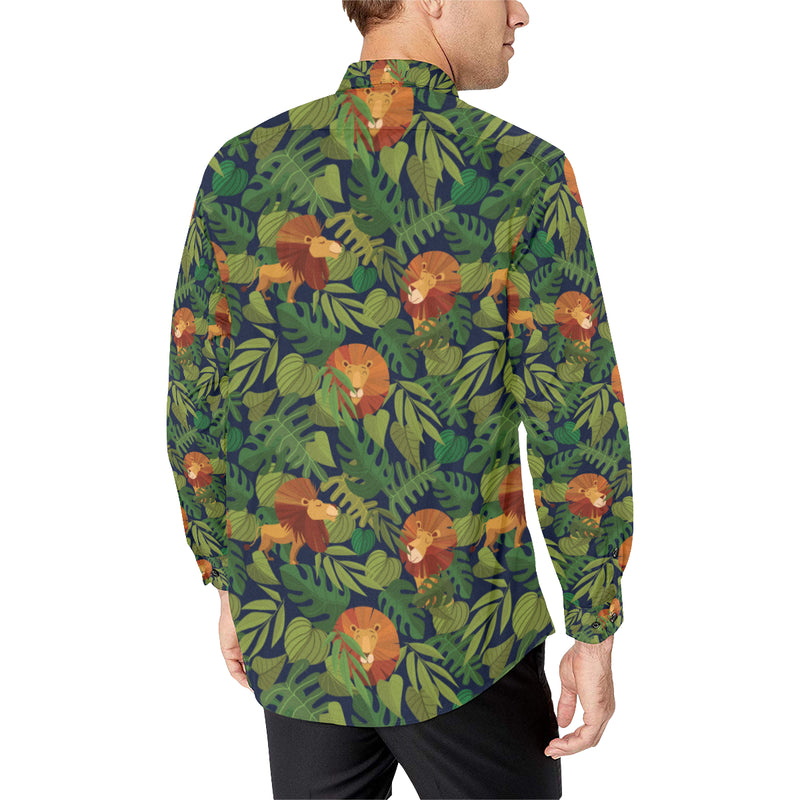 Lion Jungle Pattern Print Design 05 Men's Long Sleeve Shirt