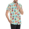 Cupcake Pattern Print Design 01 Men's Short Sleeve Button Up Shirt