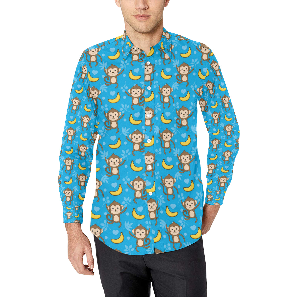 Monkey Pattern Print Design 05 Men's Long Sleeve Shirt