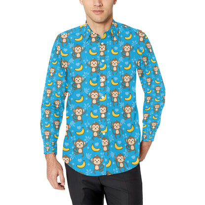 Monkey Pattern Print Design 05 Men's Long Sleeve Shirt