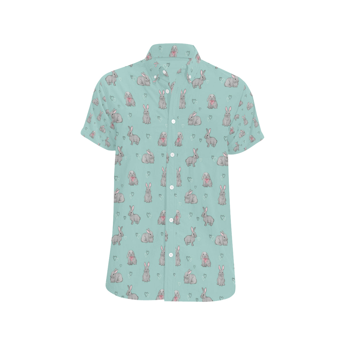 Bunny Pattern Print Design 02 Men's Short Sleeve Button Up Shirt