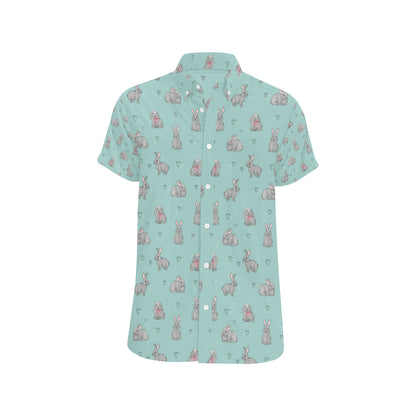 Bunny Pattern Print Design 02 Men's Short Sleeve Button Up Shirt