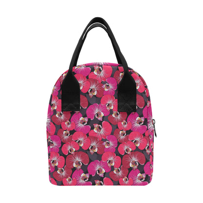 Orchid Red Pattern Print Design OR05 Insulated Lunch Bag