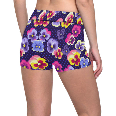 Pansy Pattern Print Design PS04 Yoga Shorts