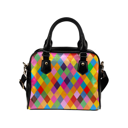 Harlequin Pattern Print Design 02 Shoulder Handbag