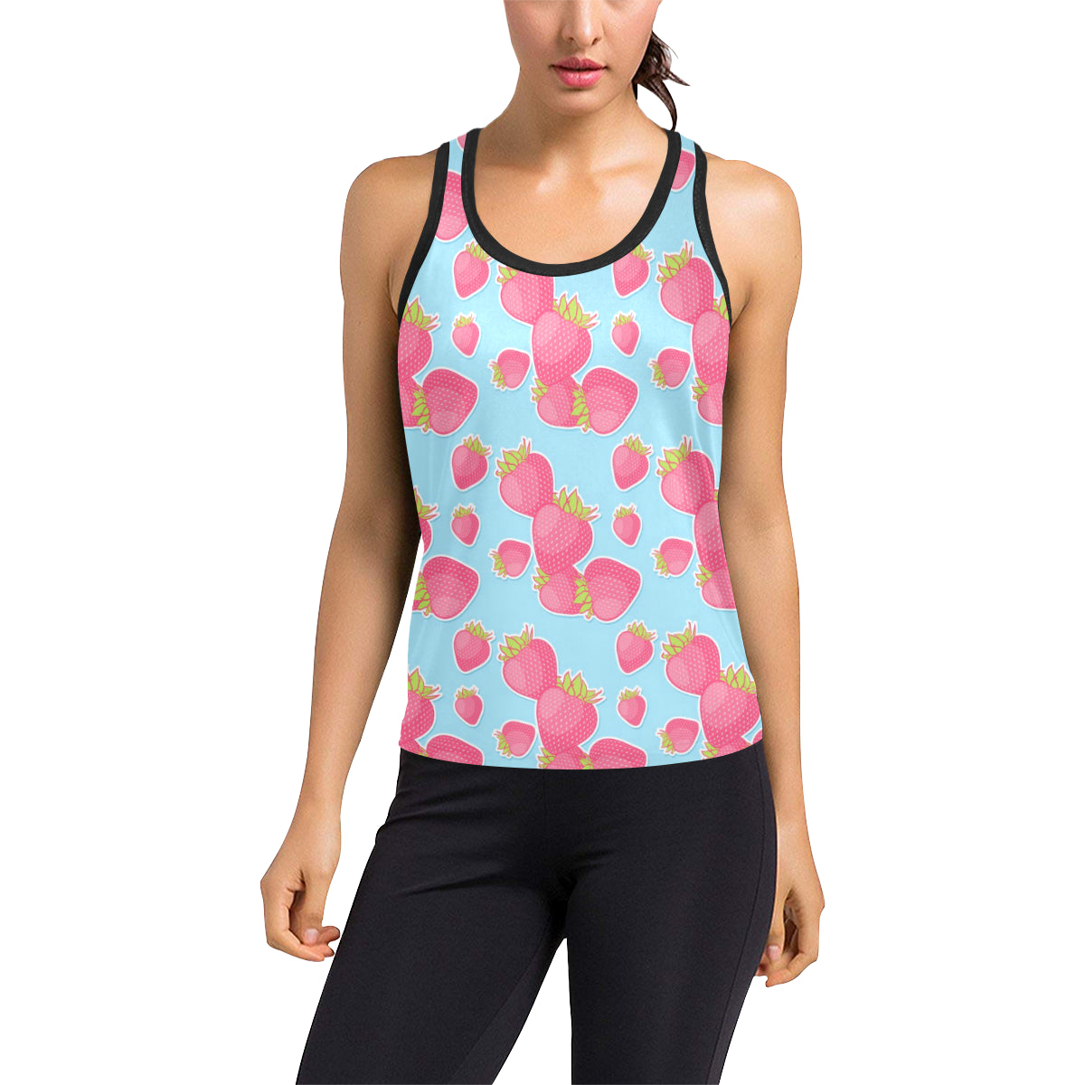 Strawberry Pattern Print Design SB04 Women's Racerback Tank Top