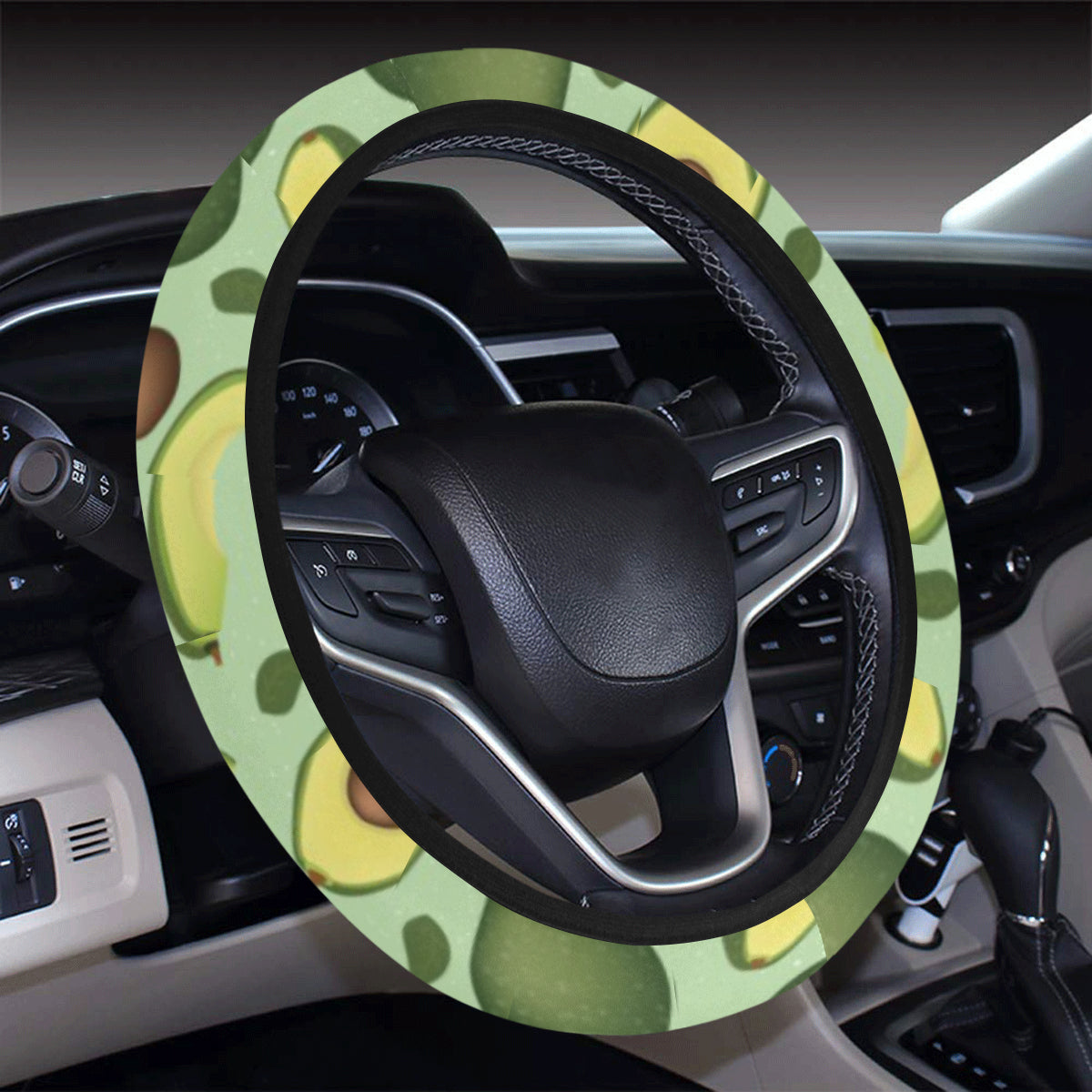 Avocado Pattern Print Design AC01 Steering Wheel Cover with Elastic Edge
