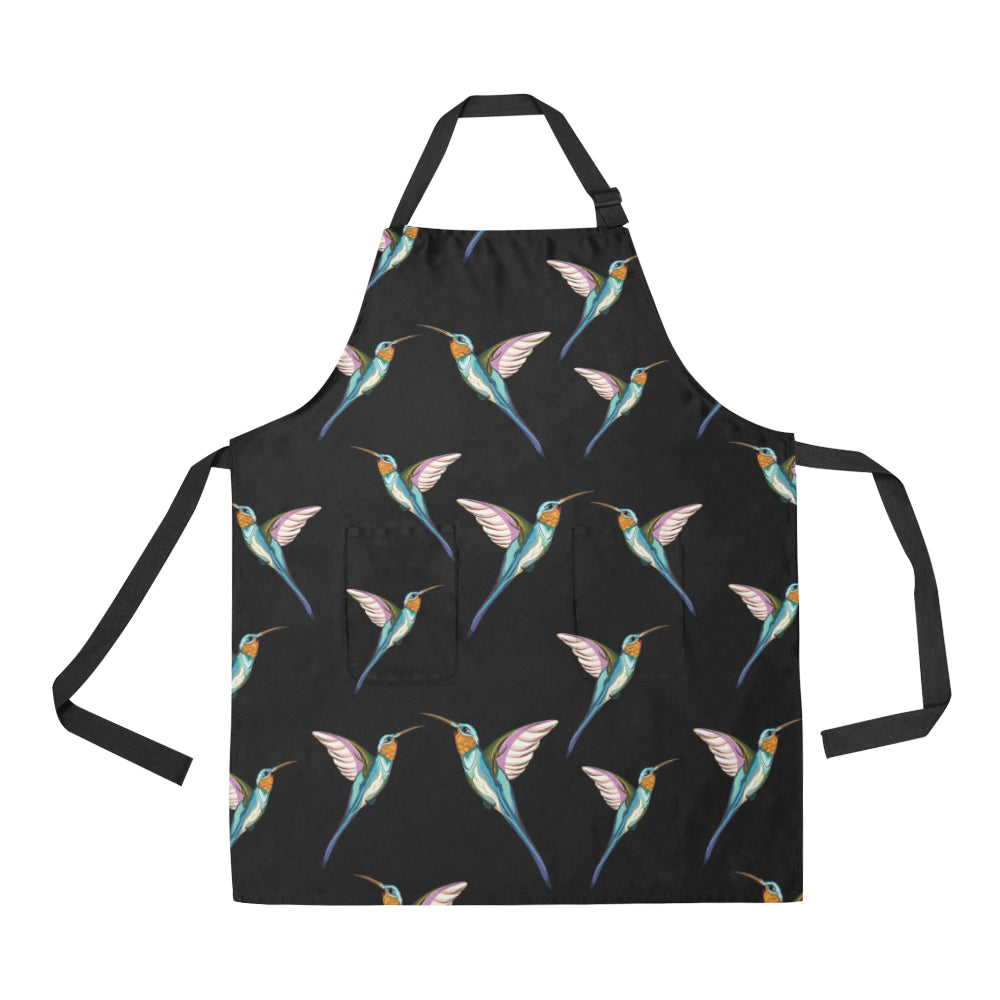Hummingbird Pattern Print Design 06 Apron with Pocket