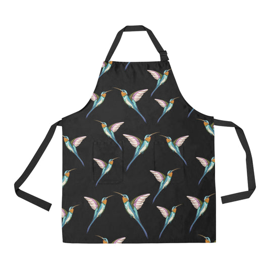Hummingbird Pattern Print Design 06 Apron with Pocket