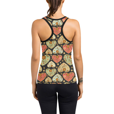 Heart Boho Pattern Print Design HE04 Women's Racerback Tank Top