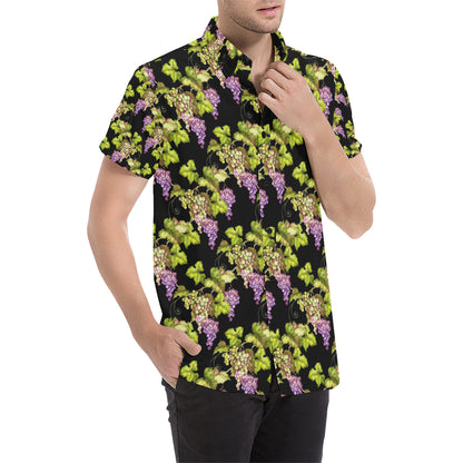 Grape Pattern Print Design GP04 Men's Short Sleeve Button Up Shirt