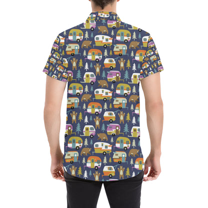Camper Pattern Print Design 04 Men's Short Sleeve Button Up Shirt